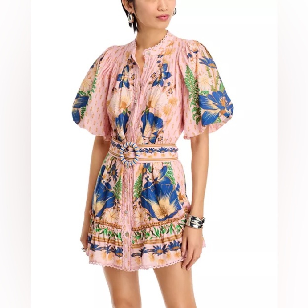 Farm Rio The Dream Garden Pink Mini Dress